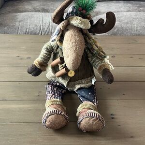 Camouflage Plush Moose with Sweater and Hat